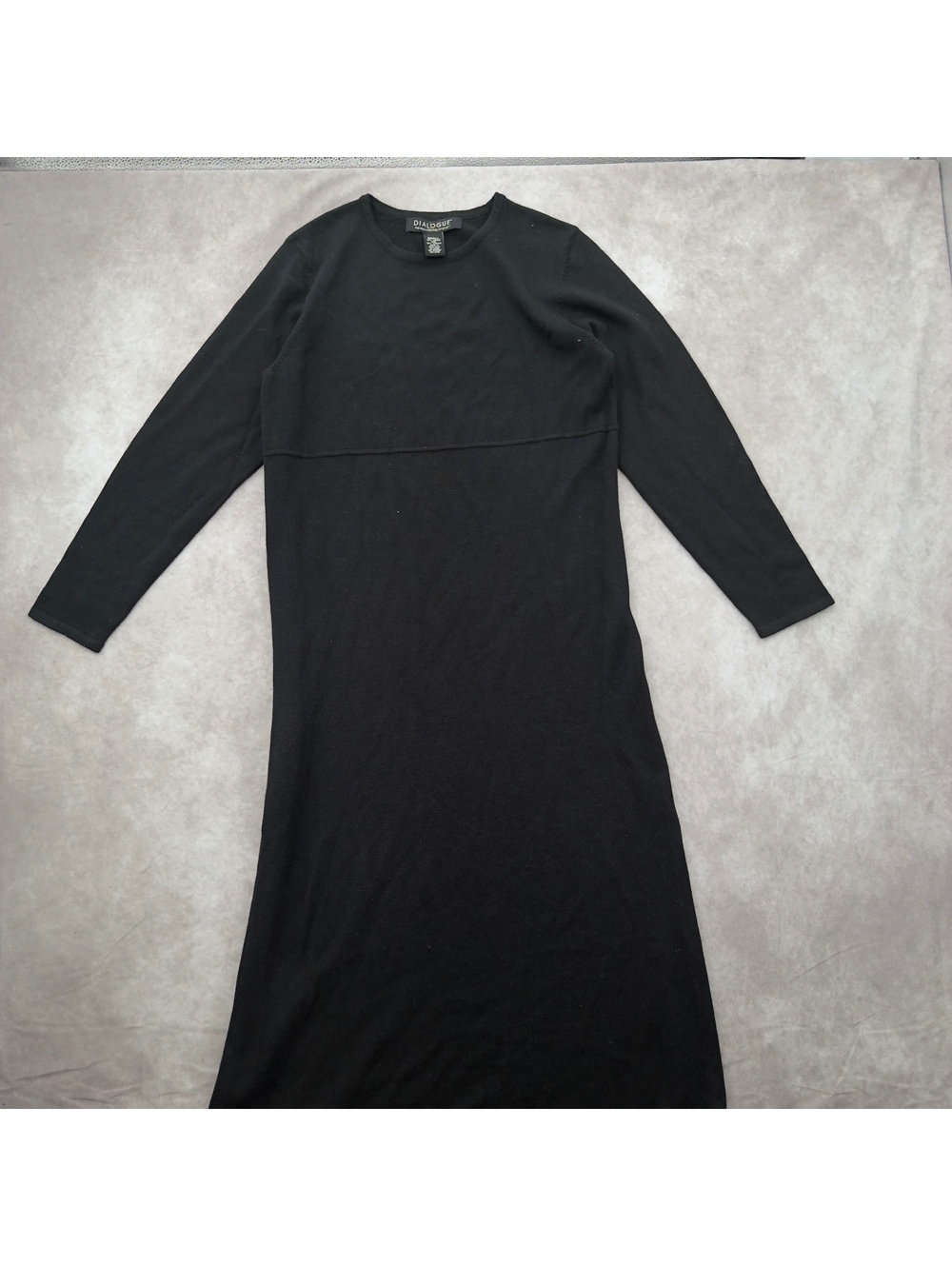 Vintage Dialogue Black Merino Wool Blend Long Sleeve Maxi Knit Dress Size Small